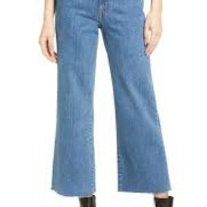 Disclosed High-Rise Wide Leg Crop Raw Hem Jeans